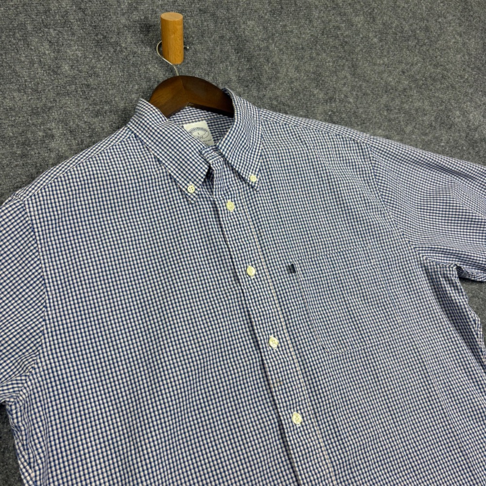Brooks Brothers 346 Mens Large Slim Fit Gingham Short Sleeve Button Down Shirt